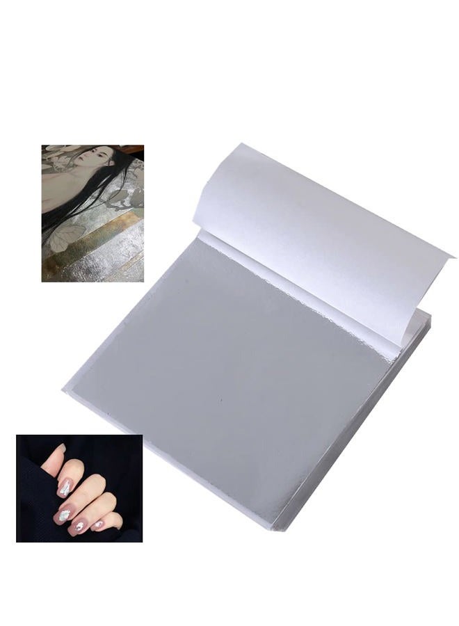 Deconicer 100 Sheets of Sliver Metal Leaf Paper are Suitable for Wall,Table,Furniture,Art Decoration,Handicrafts,Picture Frames,DIY Nails.3.153.35 inches. - Image 1