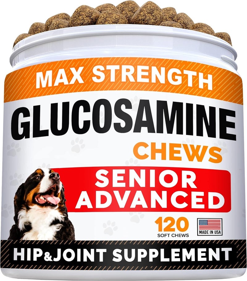 StrellaLab Senior Advanced Glucosamine Chondroitin Joint Supplement for Dogs - Hip & Joint Pain Relief Pills - Large & Small Breed - Hip Joint Chews Canine Joint Health - Chews Older Dogs - Bacon Flavor-120Ct - Image 1