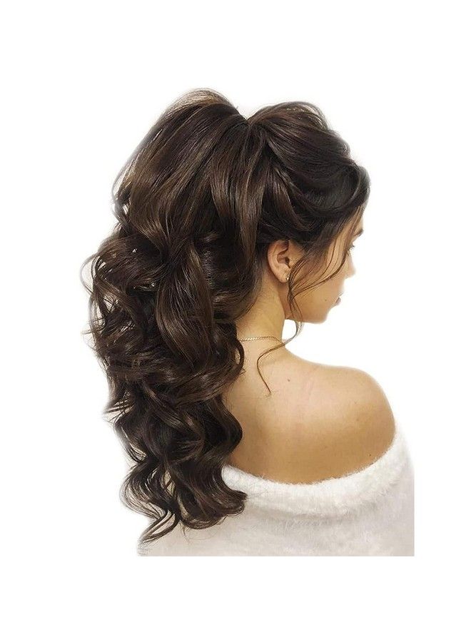 PRAVRAJYA Women Hair Extension 16 Inch Straightcurls Long Ponytail With Clip Hair Extension Wig (Brown) - Image 2