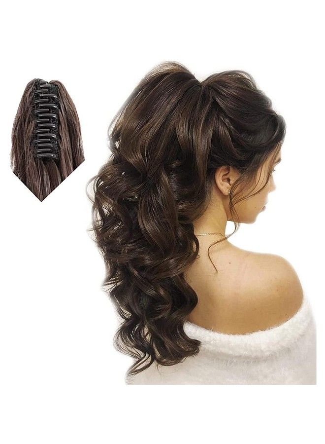 PRAVRAJYA Women Hair Extension 16 Inch Straightcurls Long Ponytail With Clip Hair Extension Wig (Brown) - Image 3