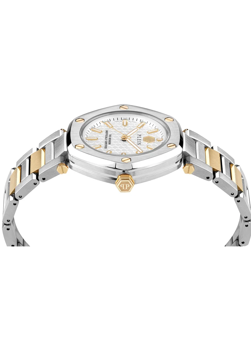 PHILIPP PLEIN Hexagon Lady Watch With White Silver Dial & Bi Color Stainless Steel Bracelet