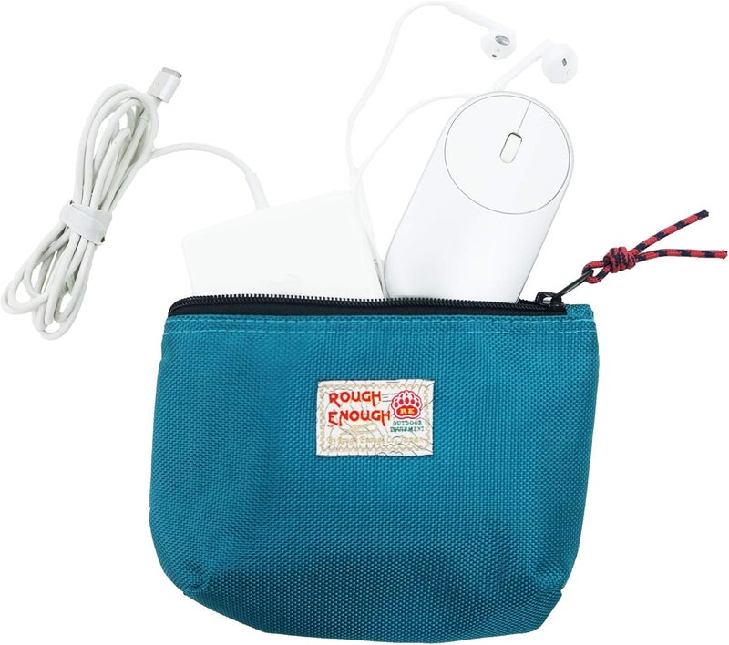Rough Enough Small Travel Cable Organizer Bag Tech Case with Zipper for Cord Electronics Accessories Travel Essential Blue