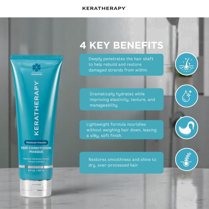 Keratherapy Keratin Infused Deep Conditioning Masque, 8 fl. oz., 237 ml - Moisturizing & Hydrating Hair Treatment with Kerabond, Jojoba, Nettle Root Extract, Wheat Oil, & Persian Walnut - Image 3