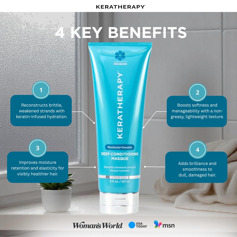 Keratherapy Keratin Infused Deep Conditioning Masque, 8 fl. oz., 237 ml - Moisturizing & Hydrating Hair Treatment with Kerabond, Jojoba, Nettle Root Extract, Wheat Oil, & Persian Walnut - Image 4