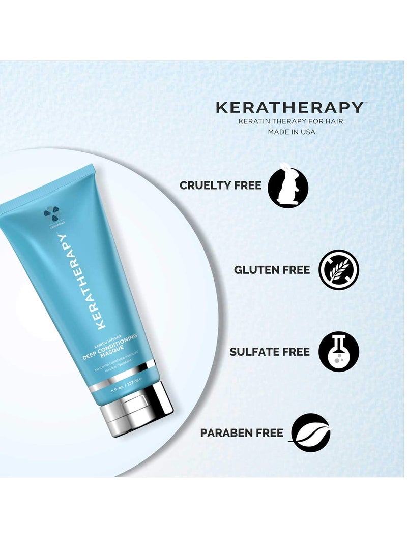 KERATHERAPY Keratherapy Keratin Infused Deep Conditioning Masque, 8 fl. oz., 237 ml - Moisturizing & Hydrating Hair Treatment with Kerabond, Jojoba, Nettle Root Extract, Wheat Oil, & Persian Walnut  - Image 2