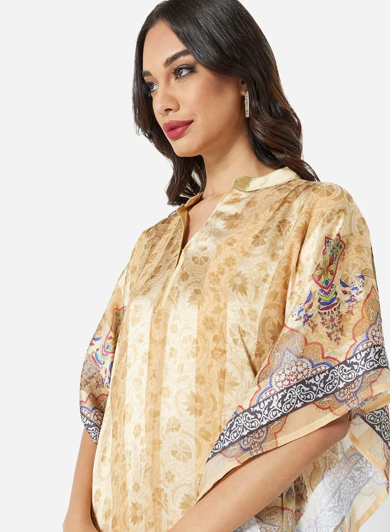 هانا آند سارا DIGITAL FLORAL PRINTED FIT TO ALL SIZE FARASHA JALABIYA WITH TIE BACK