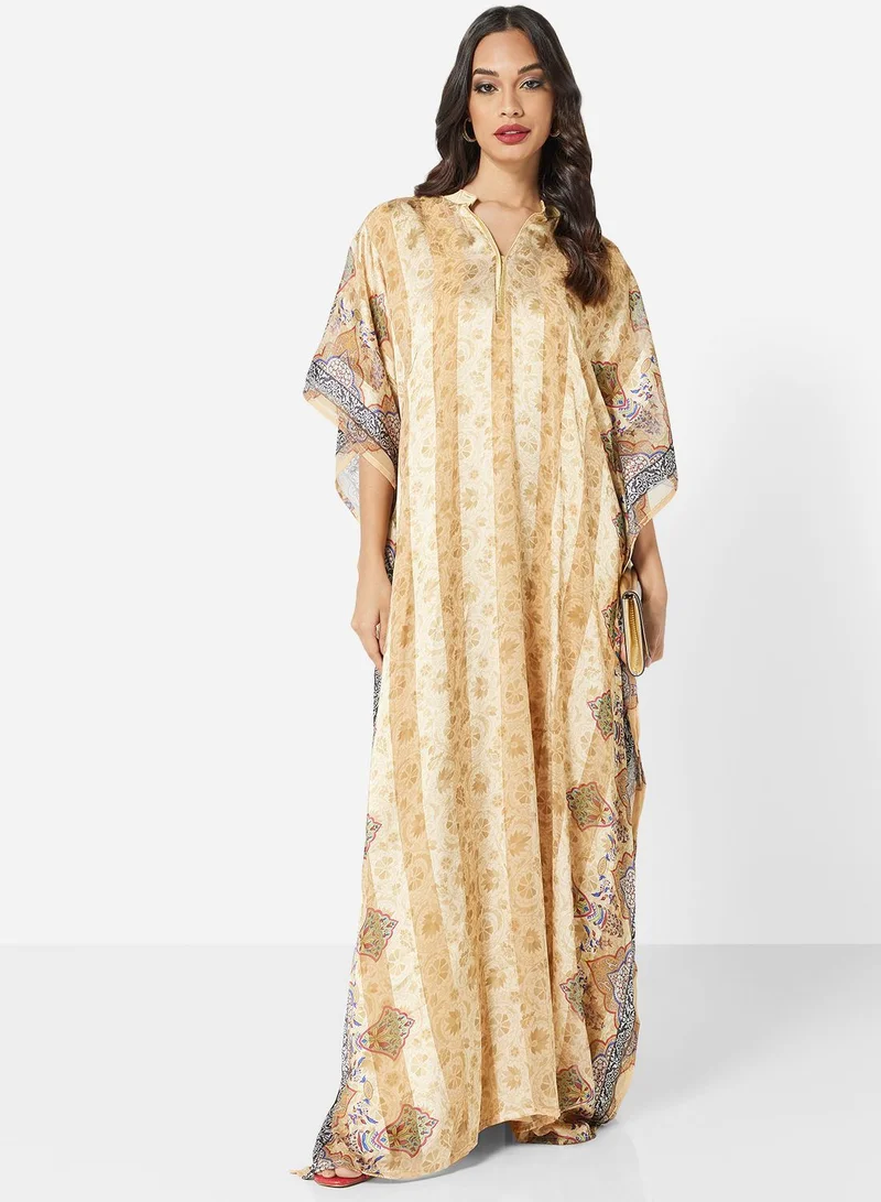 هانا آند سارا DIGITAL FLORAL PRINTED FIT TO ALL SIZE FARASHA JALABIYA WITH TIE BACK