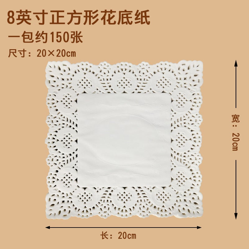 Rectangular Lace Paper Pad Plate Paper Oil-Absorbing Paper Kitchen Household Fried Baking Snack Cake Flower Base Paper - Image 1