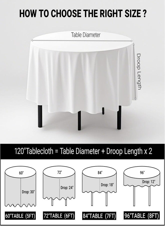 MRJ White Table Clothes for Round Tables 120 inch Stain and Wrinkle Resistant Washable Polyester Table Cover for Banquet Party Buffet Restaurant - Image 2
