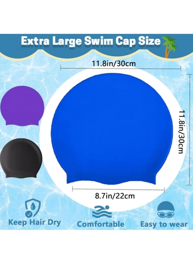 Vicalo 4 PCS Oversize Swimming Cap Large Long Hair Swim Cap with Extra Room for Women Long Thick Hair, Adult Waterproof Swim Hats Bathing Caps to Keep Hair Dry  - Image 2