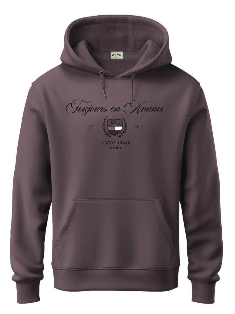 ADRO Toujours en Avance Hoodie for Men (Lilac) | 320 GSM Cotton-Poly Fleece | Soft Feel, Skin-Friendly Printed Graphic, Warm Casual Sweatshirt with Kangaroo Pocket & Drawstring Hood | H25-TNJR-LI-XL - Image 1