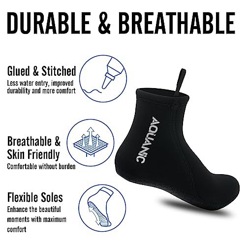 nitescuba Diving Socks,2.5mm Neoprene Wetsuit Beach Volleyball Fin Water Socks for Snorkeling Surfing Swimming,Mid-Black, S - Image 3