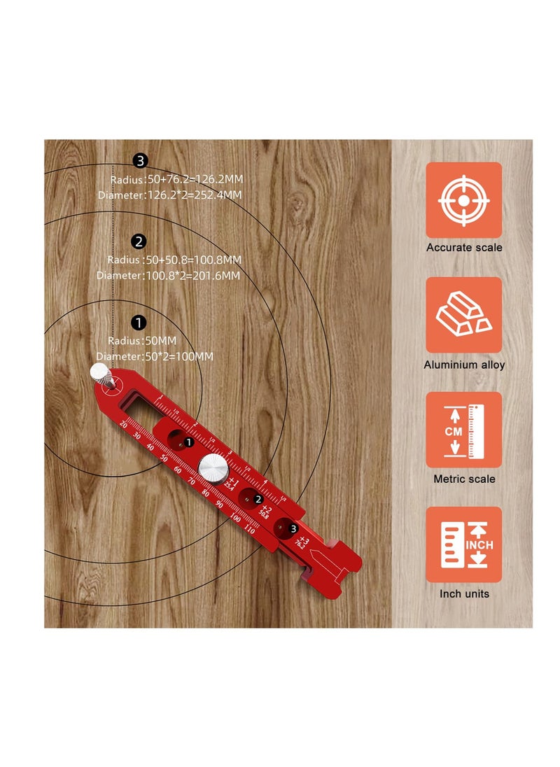 Excefore - Woodworking Compass Scriber,WMLBK Marking Compass Metric and Inch Dual-Scale Aluminum Alloy Adjustable Scribing Ruler Adjustable Round Drawing Circle Ruler Marking Gauge for Carpenter - 164mm - Image 1