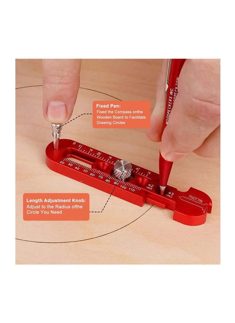 Excefore - Woodworking Compass Scriber,WMLBK Marking Compass Metric and Inch Dual-Scale Aluminum Alloy Adjustable Scribing Ruler Adjustable Round Drawing Circle Ruler Marking Gauge for Carpenter - 164mm - Image 1