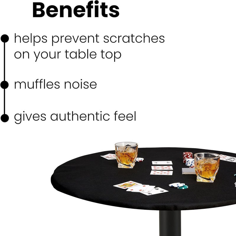 Feltectors Felt Card Game Table Cover for Playing Cards, Poker, Mahjong, Domino, Bridge and Board Game, Elastic Fitted Tablecloth for 36 to 48 Inch Round Tables - Black - Image 3