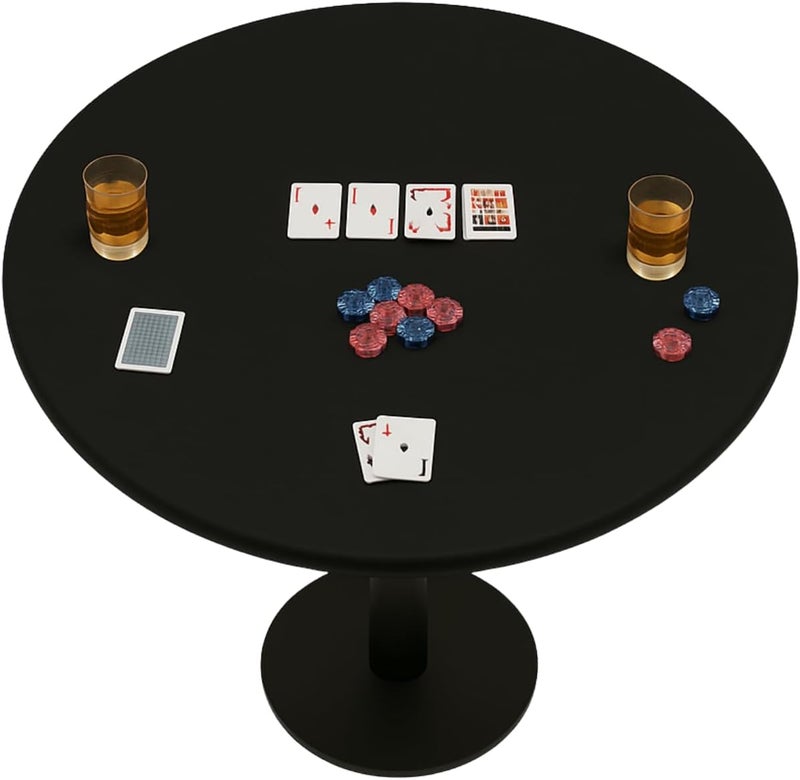 Feltectors Felt Card Game Table Cover for Playing Cards, Poker, Mahjong, Domino, Bridge and Board Game, Elastic Fitted Tablecloth for 36 to 48 Inch Round Tables - Black - Image 1