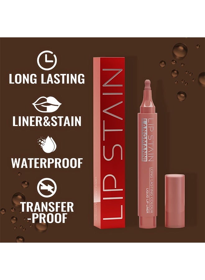 LANGMANNI Lip Stain ，Marker Matte Liquid Lip Stain Pen,Highly Pigmented,Long-Lasting,Lip Liner Lip Contour Multi-Use #01 - Image 5