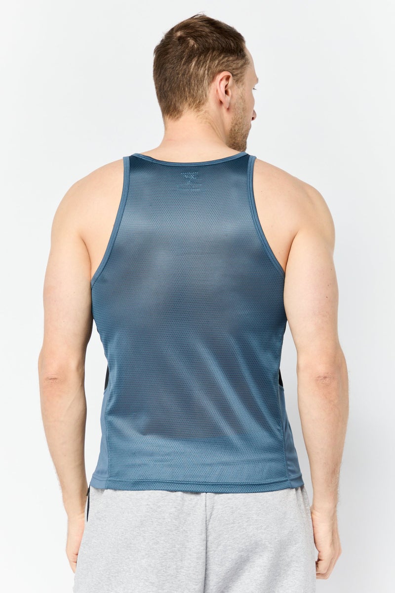 Reebok Men Sportswear Fit Sleeveless Training Vest, Slate Blue  - Image 3