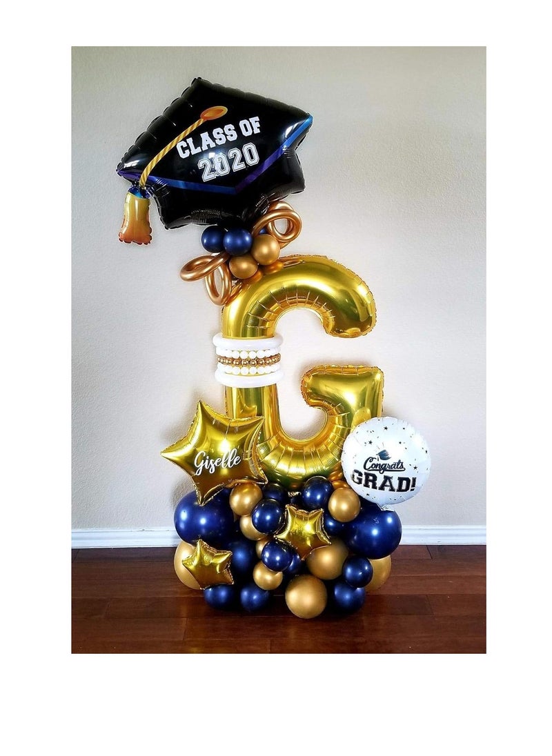 Party with Emma Gold Letter A to Z Balloons 32 inch Large Alphabet Balloons Gold Helium Foil Letter Balloon Banner for Birthday Party Anniversary Wedding Decoration (Gold-P)  - Image 5