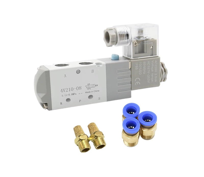 Solenoid Valve 4V210 08 5 Way 2 Position 12V 24V 220V 4mm 12mm Hose Fittings PC 8mm Fittings AC110 - Image 2
