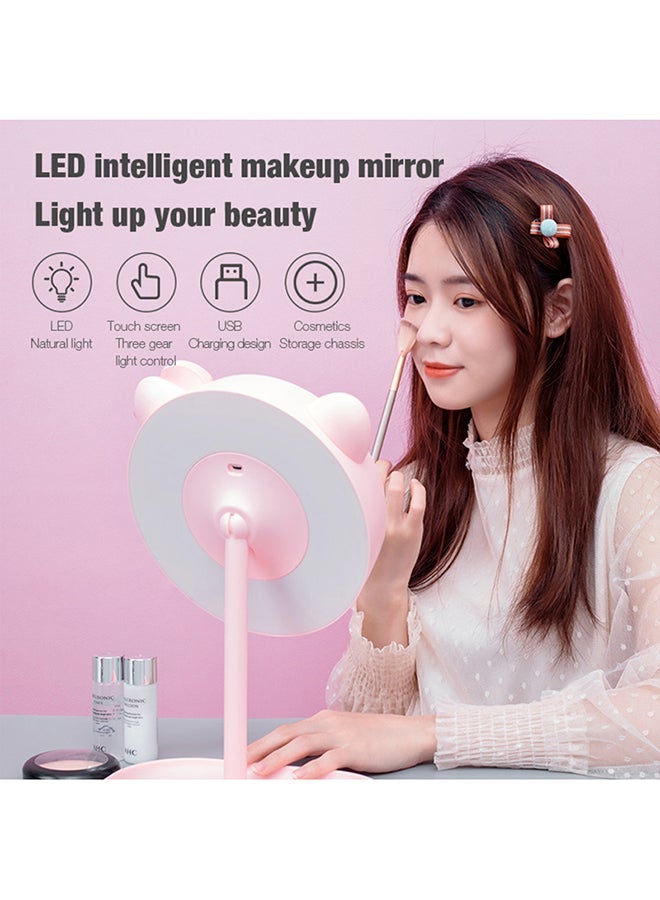 HALAMODO Rechargeable LED Light Makeup Mirror Table Lamp Pink - Image 4