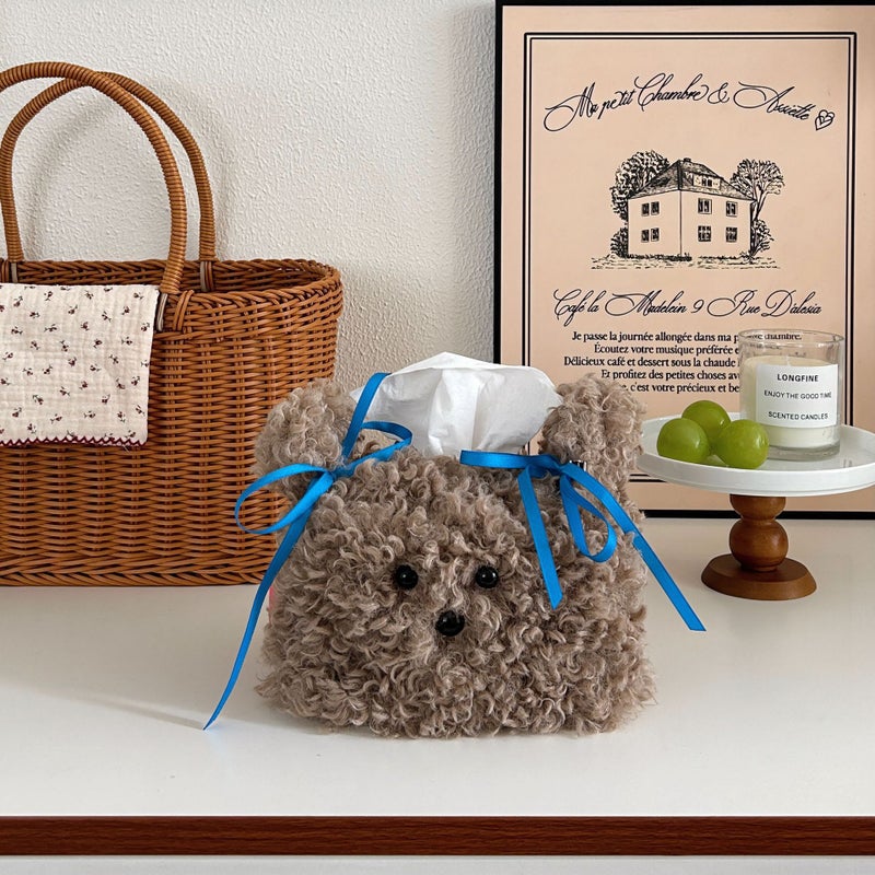 Cute Plush Dog Tissue Box Creative Holder Brown