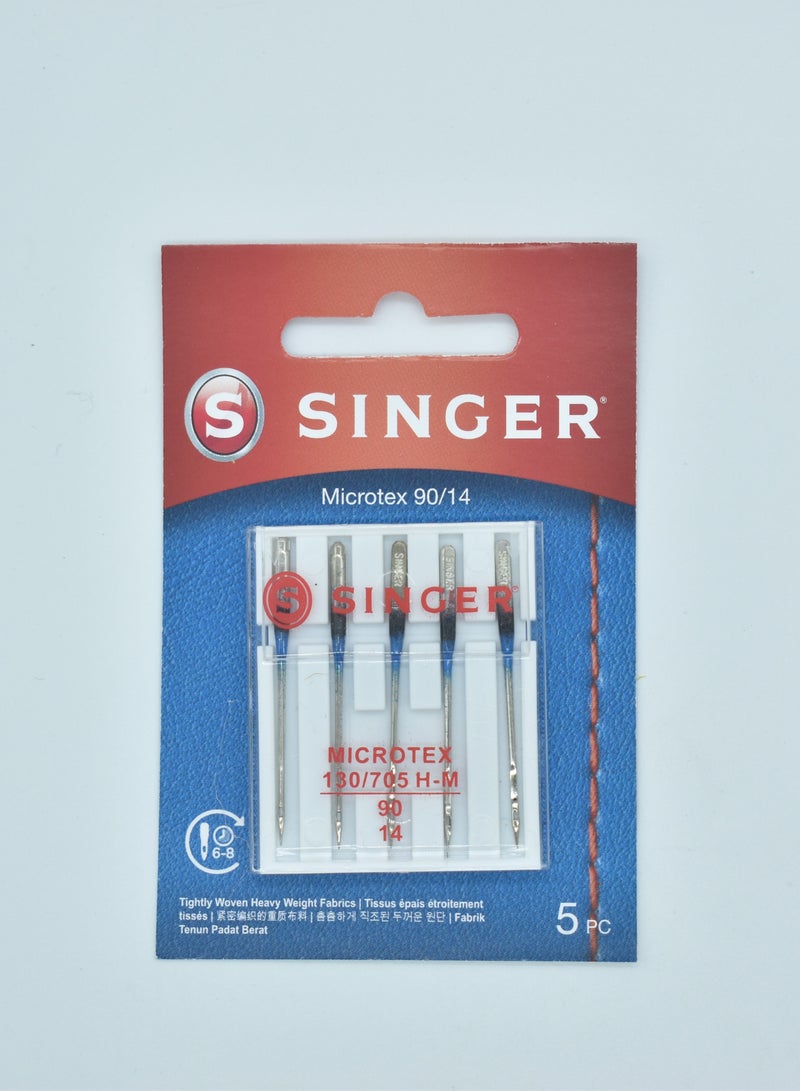 SINGER MICROTEX NEEDLE SIZE 90/14 (PACK OF 5 NEEDLE) QUILLING / SILK, BRAZIL