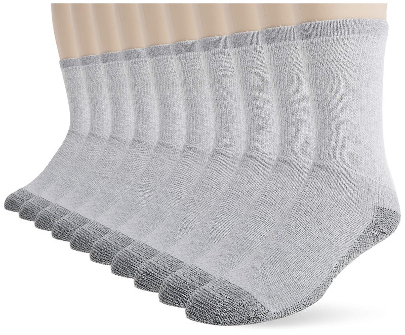 Fruit of the Loom Men's 10 Pack Everyday Work Crew Socks, Grey, Shoe Size: 6-12 (Sock Size: 10-13) - Image 1