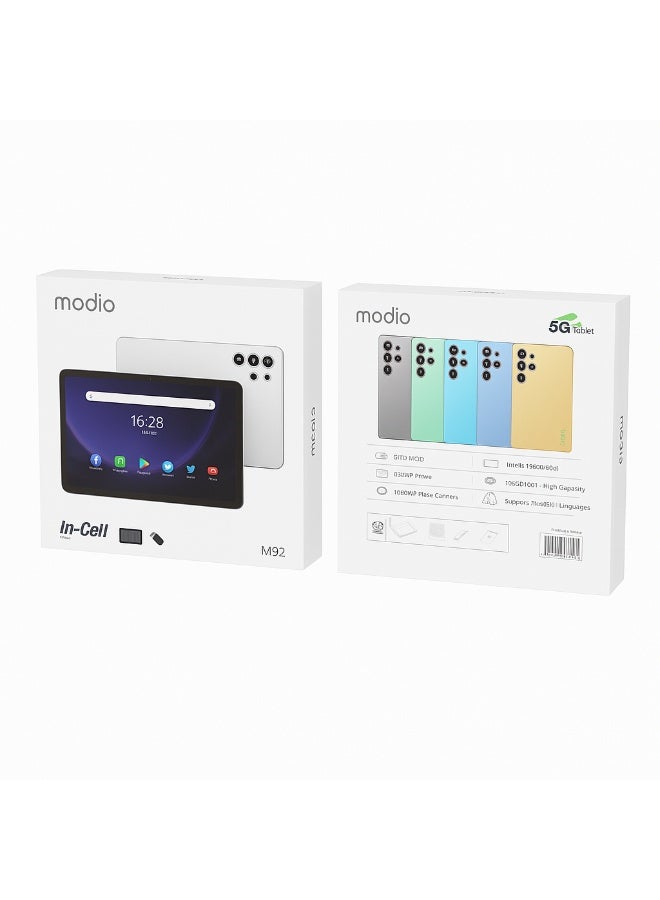 MODIO TAB تابلت موديو M92 – شاشة HD INCELL بحجم 11 بوصة، أندرويد 13، 16+1TB، بطارية 10000mAh، شريحة مزدوجة 5G، كاميرا 13MP، مع لوحة مفاتيح، ماوس، قلم وحافظة (رمادي) - Image 4