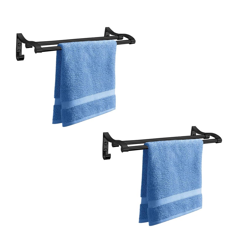 FORTUNE Stainless Steel Black WallMounted Towel Rod Holder 24 Inch Pack Of 2 - Image 1