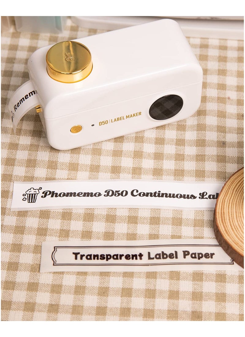 phomemo - 3 Rolls Multi-Purpose Continuous Self-Adhesive Label for D50 Label Printer, 24mm*6m (Transparent) - Image 1