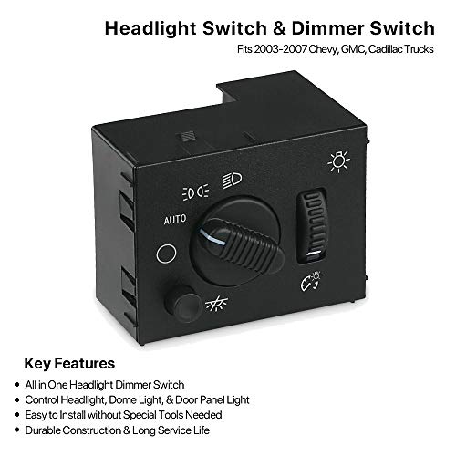MNJWS Headlight Switch Headlamp Dimmer Switch - Compatible with 2003-2006 Chevy Silverado, Suburban, Tahoe, GMC Sierra, Yukon, Cadillac Escalade - Replace D1595G, 19381535, 15194803, 1S8489 - Image 4