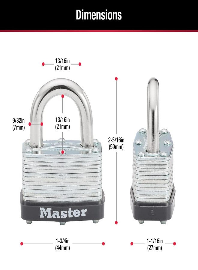 Master Lock 500KABRK Breakaway Shackle Laminated Steel Padlock, Silver, 0.281 in. Shackle Diameter - Image 3