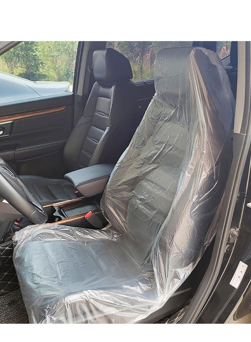 بابونا 100 قطعة أغطية مقاعد سيارة بلاستيكية يمكن التخلص منها للميكانيكيين والعاملين، مقاومة للماء عالمية سهلة التركيب متينة لحماية المقاعد أثناء الصيانة - Image 1