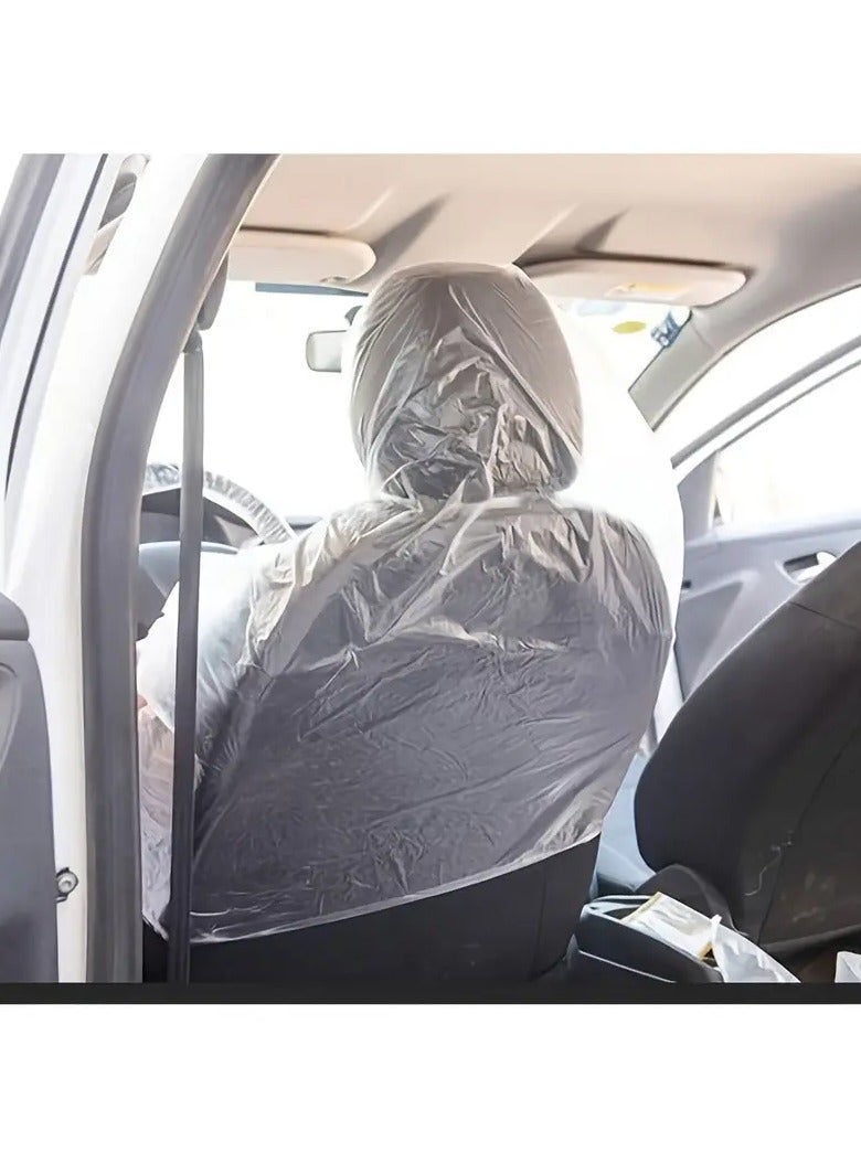 بابونا 100 قطعة أغطية مقاعد سيارة بلاستيكية يمكن التخلص منها للميكانيكيين والعاملين، مقاومة للماء عالمية سهلة التركيب متينة لحماية المقاعد أثناء الصيانة - Image 2