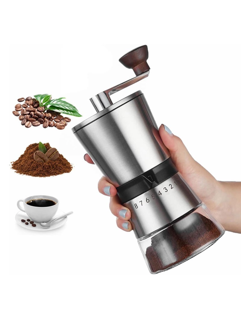 Manual Coffee Grinder, Handheld Coffee Beans Grinder with 8 Gears Adjustable Coarseness, Stainless Steel Hand Coffee Machine Blenders Portable Coffee Beans Mill for Home Camping Office(ZX-A77)  - Image 1