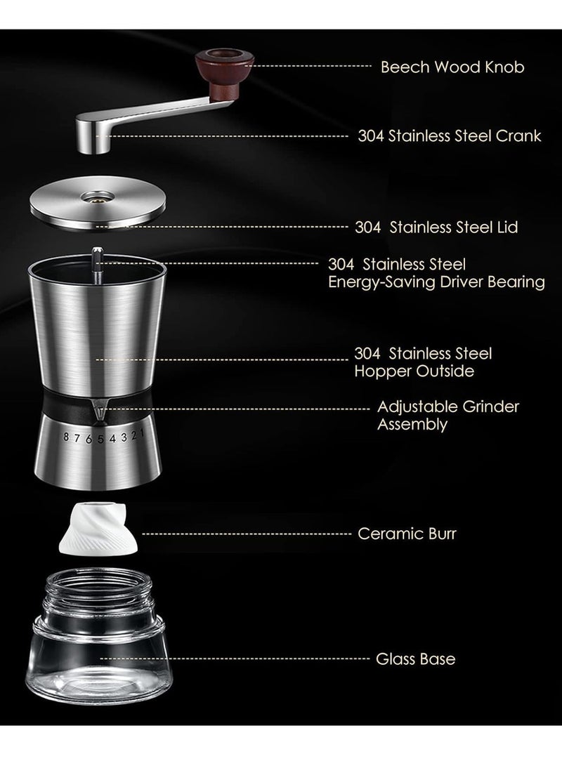 Manual Coffee Grinder, Handheld Coffee Beans Grinder with 8 Gears Adjustable Coarseness, Stainless Steel Hand Coffee Machine Blenders Portable Coffee Beans Mill for Home Camping Office(ZX-A77)  - Image 4