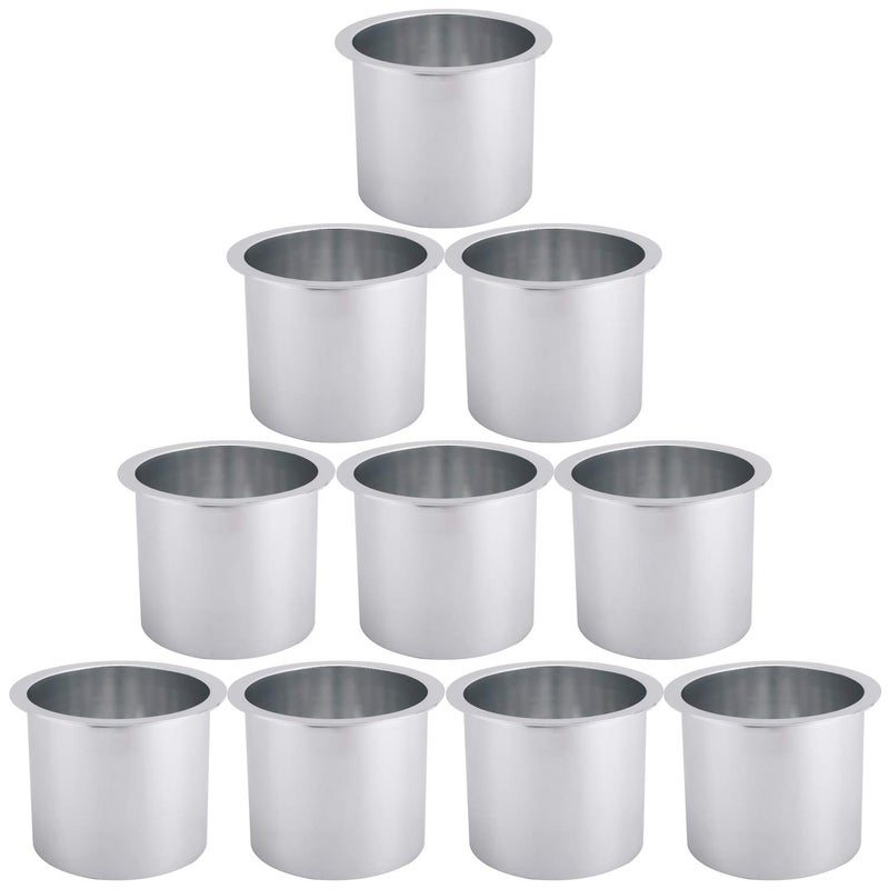 NovelBee 10 Pieces of Solid Aluminum Dropin Drink Cup Holder for BoatTableCamper 10 Pack of Silver - Image 2