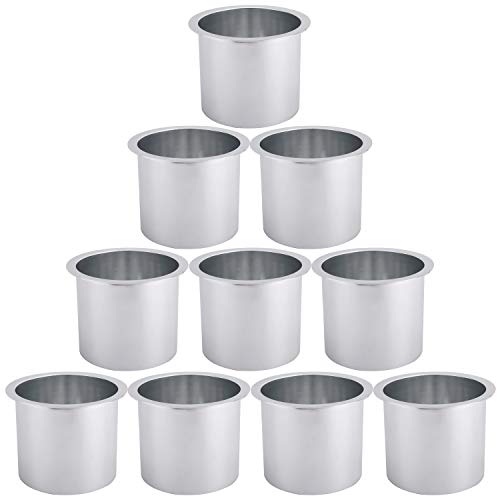 NovelBee 10 Pieces of Solid Aluminum Dropin Drink Cup Holder for BoatTableCamper 10 Pack of Silver - Image 1