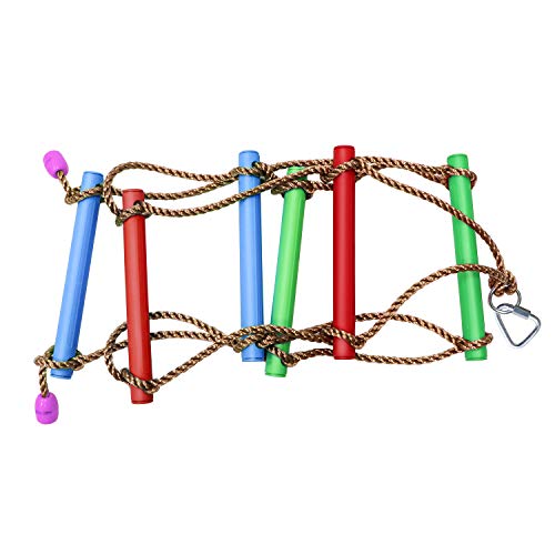Rainbow Craft 6.6FT Climbing Rope Ninja Ladder for Kids - Kids Ninja Warrior Obstacle Course Accessories - Swing Rope Ladder - Image 2