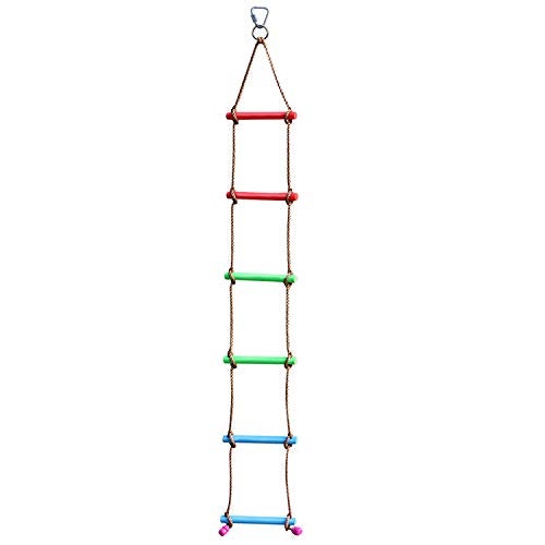 Rainbow Craft 6.6FT Climbing Rope Ninja Ladder for Kids - Kids Ninja Warrior Obstacle Course Accessories - Swing Rope Ladder - Image 1