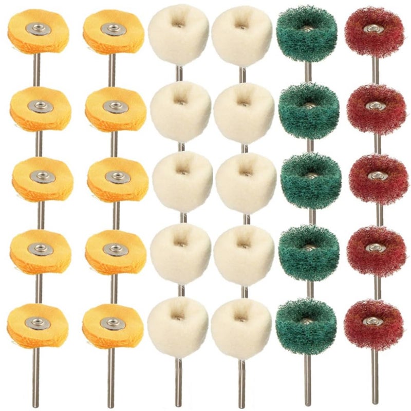 Eyech 30Pcs Polishing Buffing Wheel SetWool Felt Mounted Mandrel Mini Brush Polishing Kit 18Shank Abrasive Buffing Polishing Wheel Drill for Rotary Tool Accessories Rust Removal - Image 1