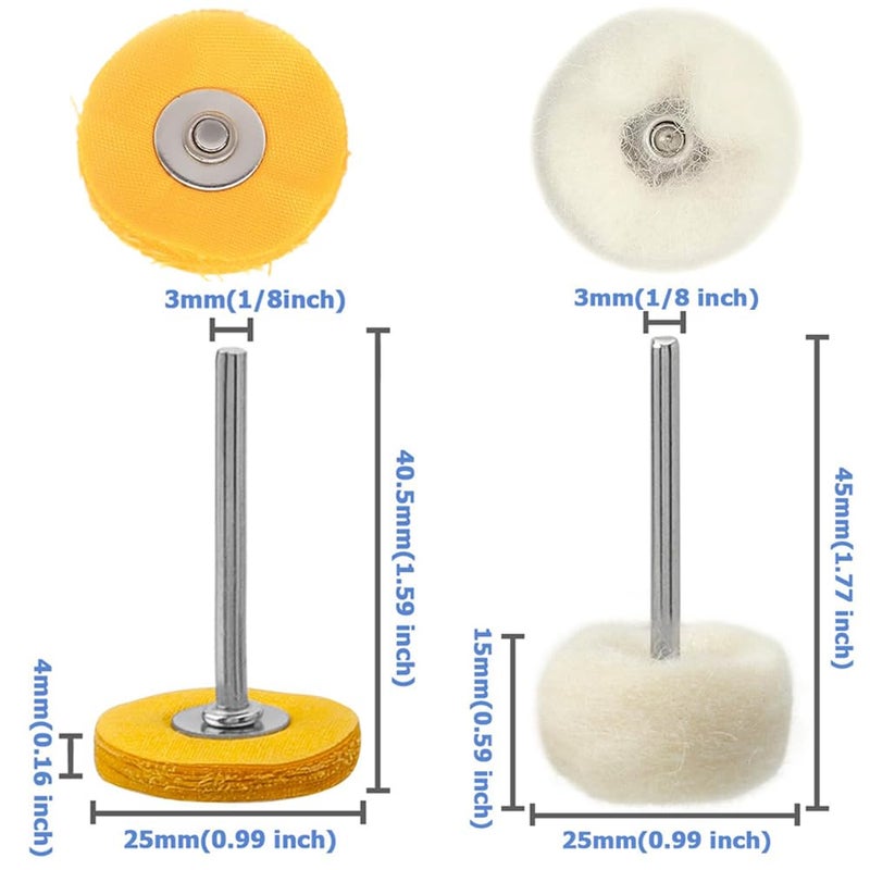 Eyech 30Pcs Polishing Buffing Wheel SetWool Felt Mounted Mandrel Mini Brush Polishing Kit 18Shank Abrasive Buffing Polishing Wheel Drill for Rotary Tool Accessories Rust Removal - Image 3