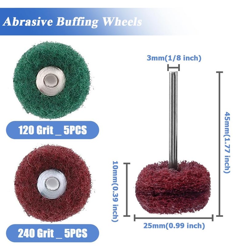 Eyech 30Pcs Polishing Buffing Wheel SetWool Felt Mounted Mandrel Mini Brush Polishing Kit 18Shank Abrasive Buffing Polishing Wheel Drill for Rotary Tool Accessories Rust Removal - Image 2