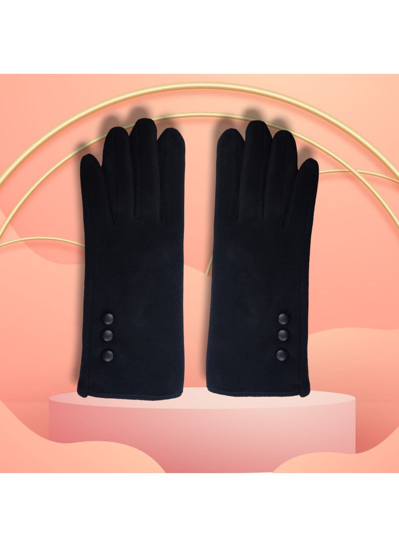Özyıldırım Çarşı Women's Furry Outside, Cotton Inside Standard Size Touch Compatible Gloves  - Image 3