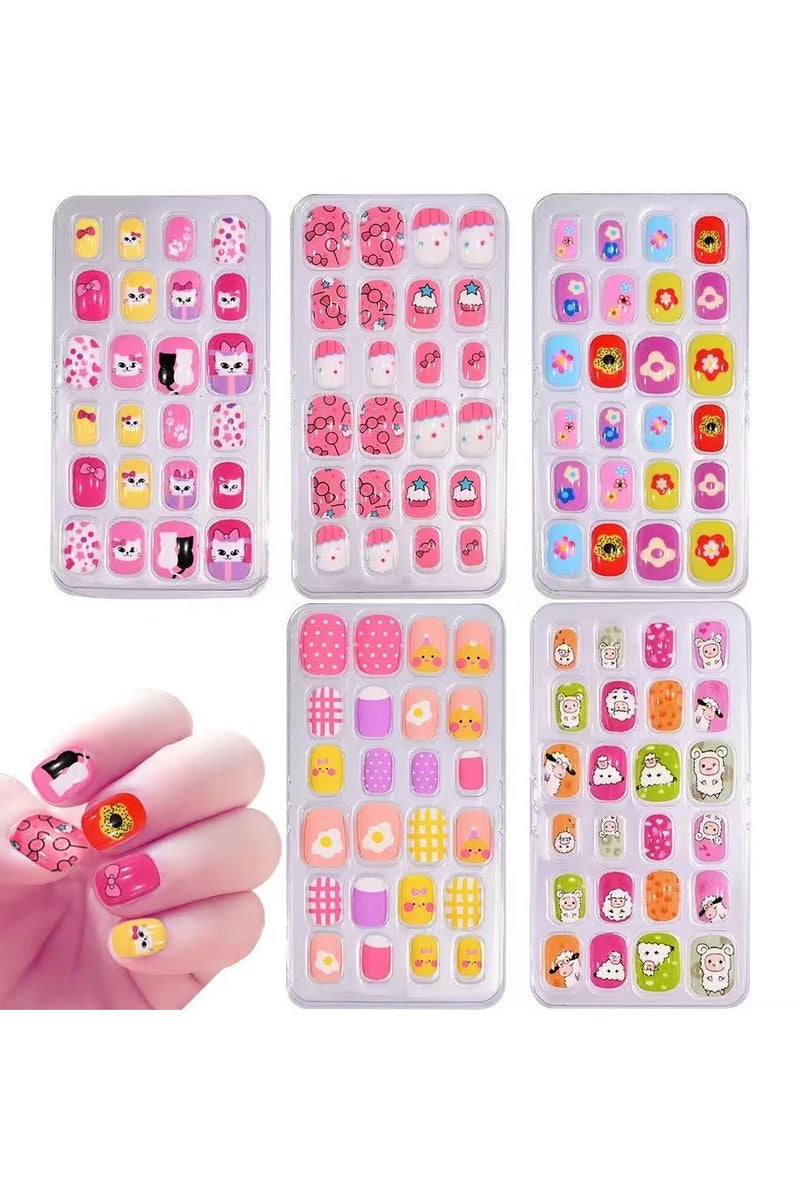 120pcs Kids Press on Nails ، نصائح الأظافر الاصطناعية للأطفال ، الصحافة على الأظافر القصيرة ， الأظافر المزيفة للأطفال اللطيفة مجموعة فتيات الأطفال ديكور الأظافر 120 قطعة مجموعة الأظافر متعددة الألوان - Image 3