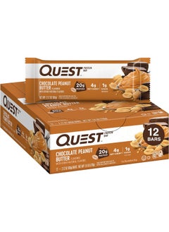Quest Nutrition Chocolate Peanut Butter Bars, High Protein, Low Carb, Gluten Free, Keto Friendly, Chocolate Peanut Butter - 12 Count  - Image 1