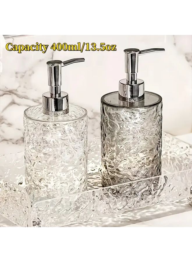 1 قطعة موزع شامبو بلاستيكي دائري أبيض شفاف قابل لإعادة التعبئة مع مضخة، مناسب للحمام والمطبخ والفندق وسطح الطاولة، منظم متين وسهل التنظيف ولا يحتاج إلى كهرباء. - Image 1