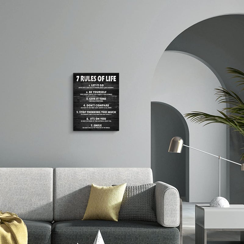 Pigort 7 Rules of Life Motivational Canvas Print - Image 3