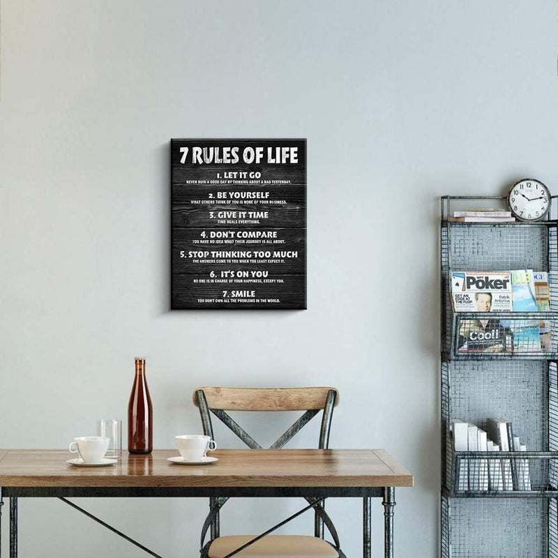 Pigort 7 Rules of Life Motivational Canvas Print - Image 5